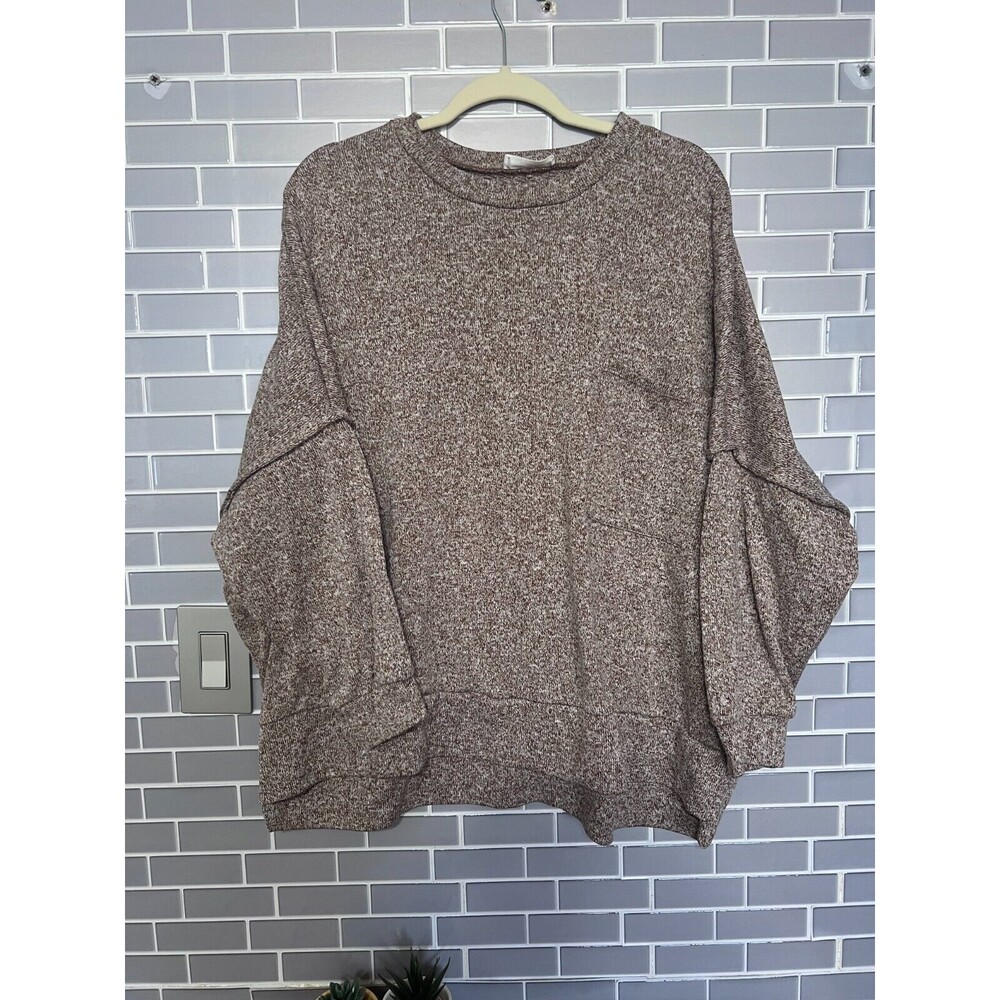 Zenana Cozy Knit Sweater – Brown Marled – Size XL – Good Used Condition